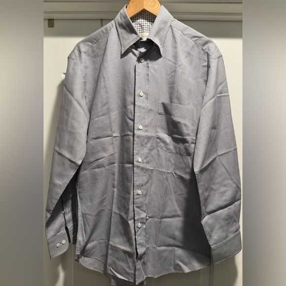 Brioni Made in Italy Dress Shirt Men’s XL 22” P2P – Gray Micro-Check Luxury NWOT - Picture 14 of 15